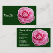 ピンクのカメリア – 濃い緑003300 名刺 (正面/裏面)