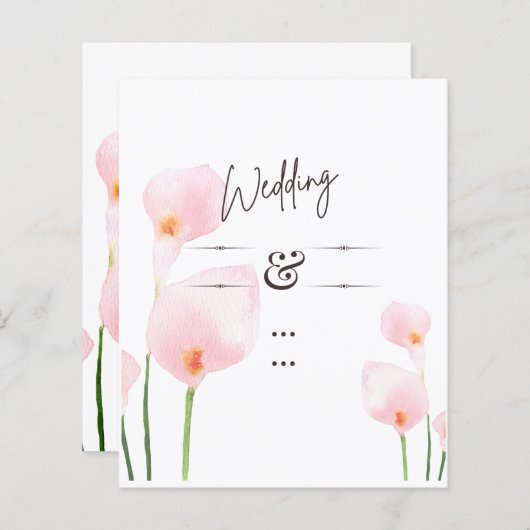 ピンクのカラのユリの写真オーバーレイ結婚式の招待 (正面/裏面)
