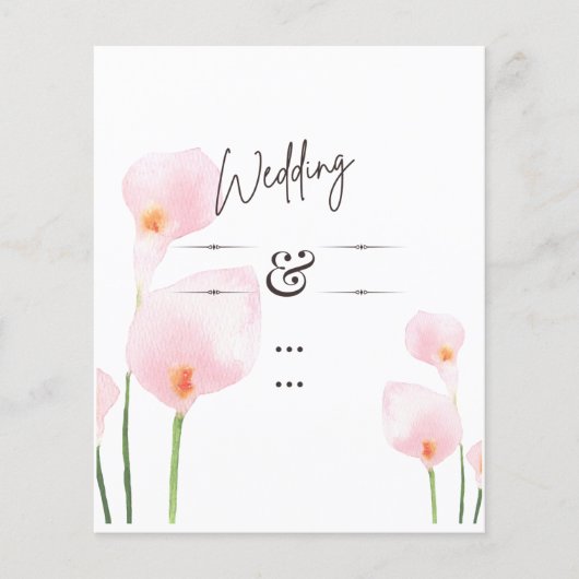 ピンクのカラのユリの写真オーバーレイ結婚式の招待 (正面)