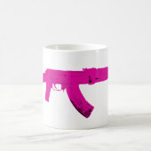 ピンクのカラシニコフ自動小銃 コーヒーマグカップ (中央)