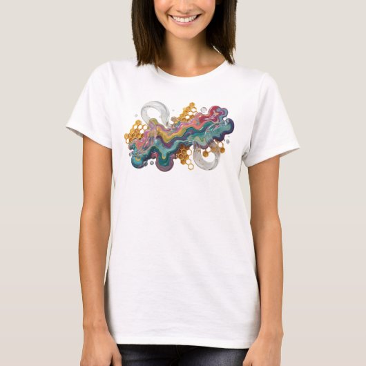 ピンクのカラフルな抽象芸術Tシャツデザイン Tシャツ (正面)
