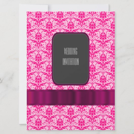 ピンクのカラフルダマスクの結婚式 招待状 (裏面)