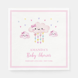 ピンクのカラフルレインドロップスウィートベビーシャワー スタンダードランチョンナプキン