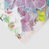 ピンクのカラフル蘭の花の蝶の水色 薄葉紙 (詳細)