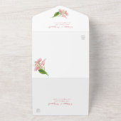 ピンクのカラユリの水の色のフローラ結婚 オールインワン招待状 (外側)