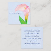 ピンクのカラユリ花の水色 スクエア名刺 (正面/裏面)