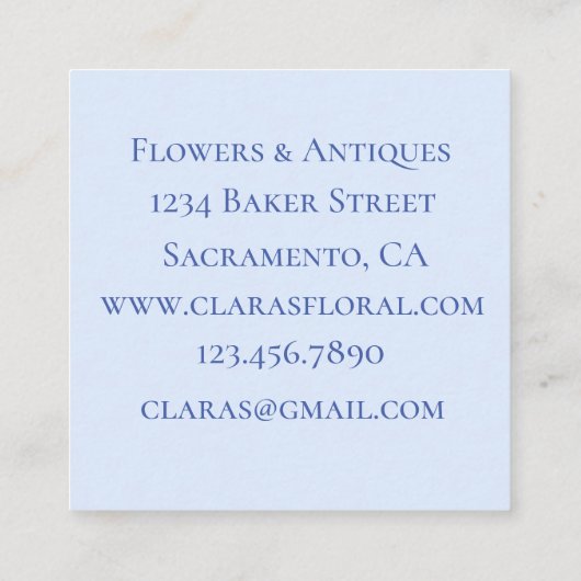 ピンクのカラユリ花の水色 スクエア名刺 (裏面)