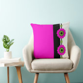 ピンクのカラーブロックと花柄 クッション (椅子)