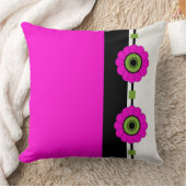 ピンクのカラーブロックと花柄 クッション (ブランケット)