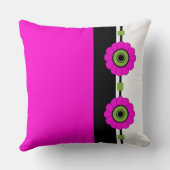 ピンクのカラーブロックと花柄 クッション (裏面)