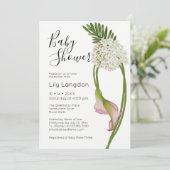 ピンクのカラー リリー エレガント & モダン フラワーデザイン | 白 招待状 (スタンド正面)