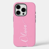 ピンクのカリグラフィー体名入れデザイン Case-Mate iPhoneケース (裏面)