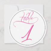 ピンクのカリグラフィー スクリプト ラウンド テーブル ナンバー 1 カード (裏面)