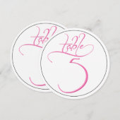 ピンクのカリグラフィー スクリプト ラウンド テーブル ナンバー 5 カード (正面/裏面)