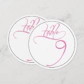 ピンクのカリグラフィー スクリプト ラウンド テーブル ナンバー 9 カード (正面/裏面)