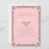 ピンクのカントリー ブライダル シャワー ティーパーティー ご招待 招待状 (裏面)