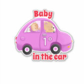 ピンクのカーカットのベビー シール (正面)