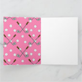 ピンクのカートの女性ゴルファーとゴルフ40th誕生日 カード (内部)