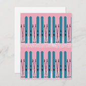 ピンクのカードに青いスキー シーズンカード (正面/裏面)