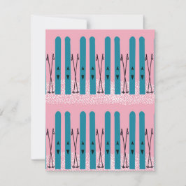 ピンクのカードに青いスキー シーズンカード