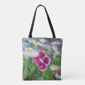 ピンクのカーネーションとデイジー トートバッグ (裏面)