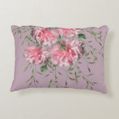 ピンクのカーネーションと葉の中間ピンクの背景 アクセントクッション (裏面)