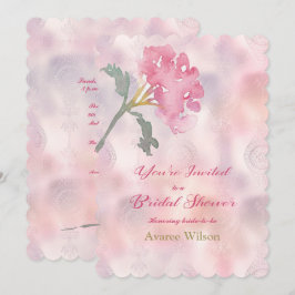 ピンクのカーネーションのブライダルシャワー 招待状