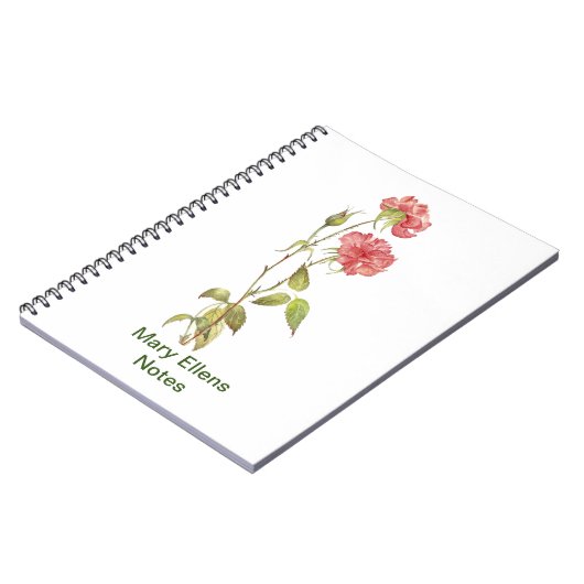 ピンクのカーネーションの水彩色 ノートブック (左側)