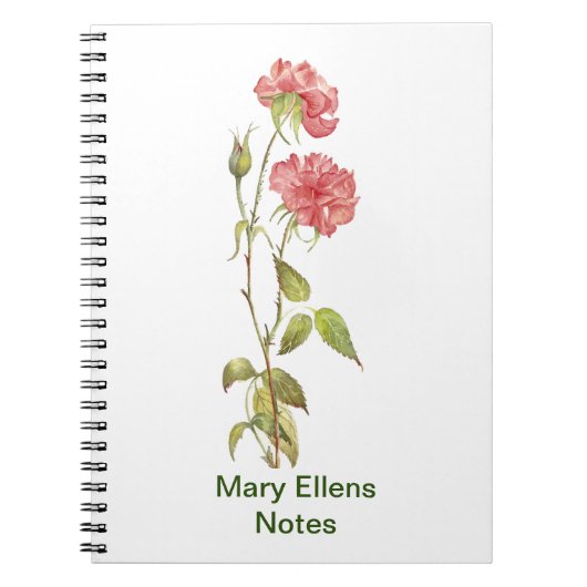 ピンクのカーネーションの水彩色 ノートブック (正面)