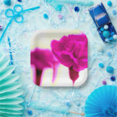 ピンクのカーネーションの紙皿 ペーパープレート (パーティー)