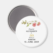 ピンクのカーネーションの結婚水色 マグネット (正面/裏面)