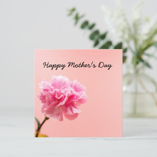 ピンクのカーネーションの花が咲く母の日 カード (スタンド正面)