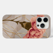 ピンクのカーネーションの花とゴールド Case-Mate iPhoneケース (裏面 (横))