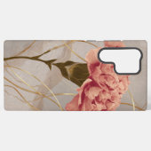 ピンクのカーネーションの花とゴールド SAMSUNG GALAXYケース (裏面横)