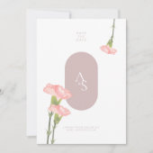 ピンクのカーネーションの花とピンクのテーマ結婚のインビ 招待状 (正面)