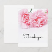 ピンクのカーネーションの花のサンキューカード- エレガント サンキューカード (正面/裏面)