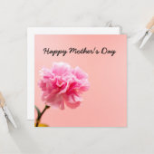ピンクのカーネーションの花の母の日のピンク カード (正面/裏面インサイチュ)