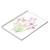 ピンクのカーネーションの花の水色 ノートブック (左側)