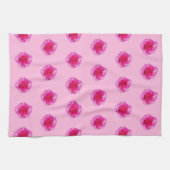 ピンクのカーネーションの花の継ぎ目のないパターン キッチンタオル (横)