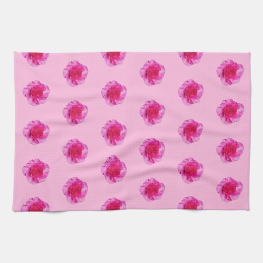 ピンクのカーネーションの花の継ぎ目のないパターン キッチンタオル (横)