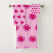 ピンクのカーネーションの花の継ぎ目のないパターン バスタオルセット (インサイチュ)