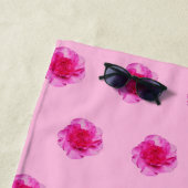 ピンクのカーネーションの花の継ぎ目のないパターン ビーチタオル (インサイチュ)