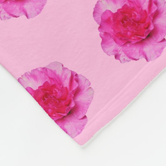 ピンクのカーネーションの花の継ぎ目のないパターン フリースブランケット (角)
