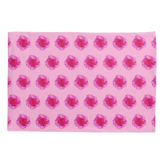 ピンクのカーネーションの花の継ぎ目のないパターン 枕カバー (裏面)