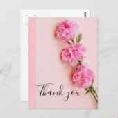 ピンクのカーネーションの花の背景サンキューカード ポストカード (正面/裏面)