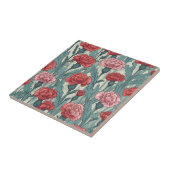 ピンクのカーネーションの花イラストレーション タイル (側面)