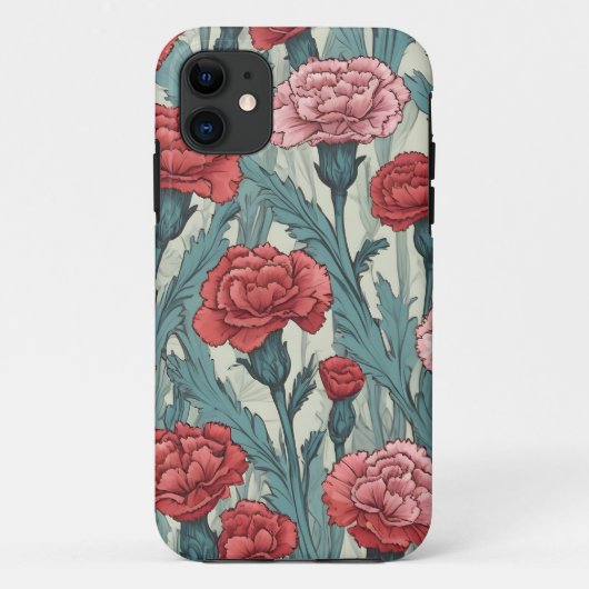 ピンクのカーネーションの花イラストレーション Case-Mate iPhoneケース (裏面)