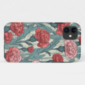 ピンクのカーネーションの花イラストレーション Case-Mate iPhoneケース (裏面(横))
