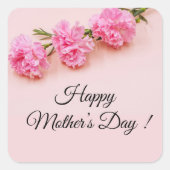 ピンクのカーネーションの花母の日ママのピンク スクエアシール (正面)