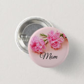 ピンクのカーネーションの花母の日ママのピンク 缶バッジ (正面&裏面)